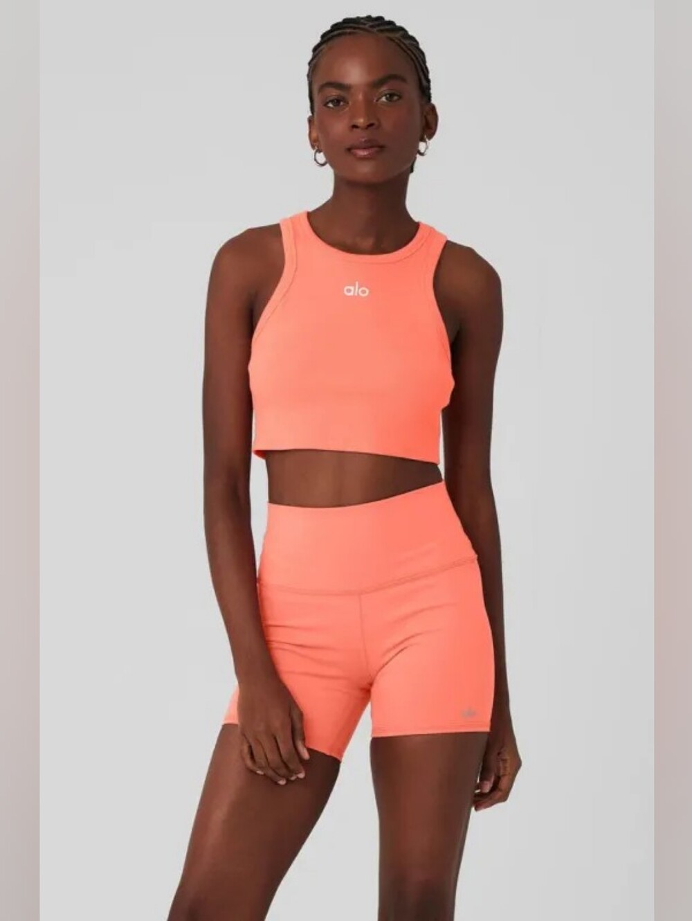 ALO Women's Aspire High-Neck Cropped Tank in Coral Size S /tags Removed/